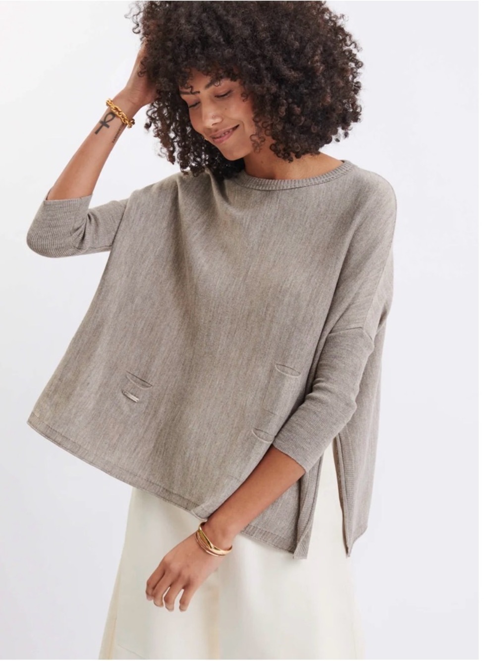 MerSea Catalina Sweater in Driftwood light brown.